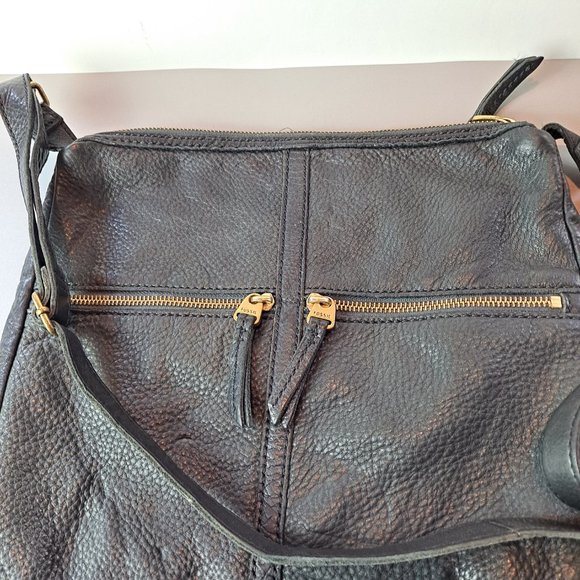 Fossil Black Pebbled Leather Crossbody Bag - Picture 4 of 11